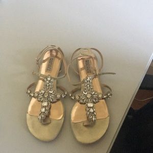 Badgley Mischka Flat Sandals worn once. Size 8.